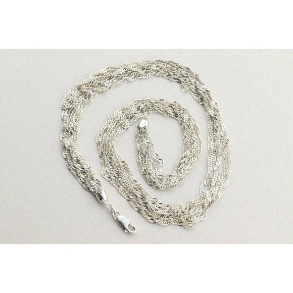 Sterling Silver Multi 7 Strand Twist Chain Necklace 18 inch chain 14 mm wide - Picture 4 of 7